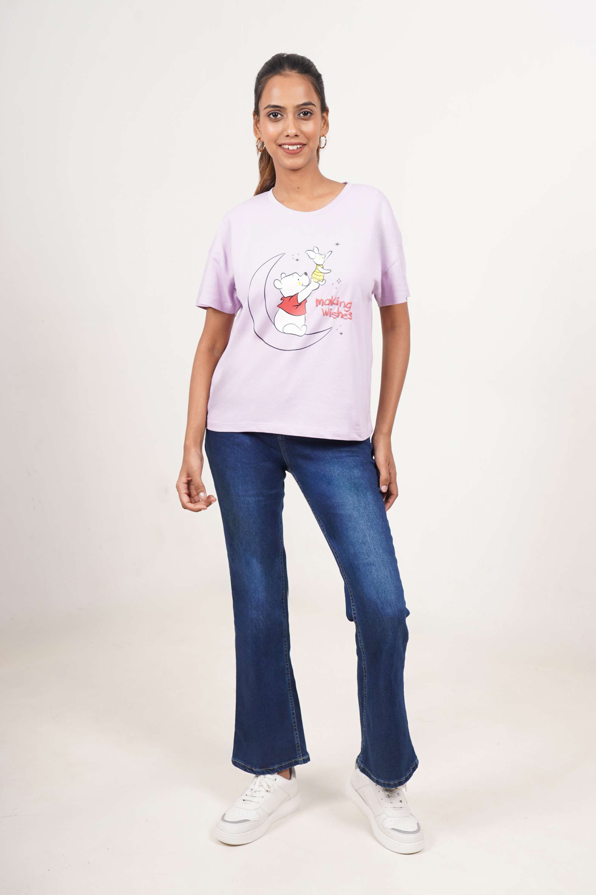 Solid-Blended-Round-Neck-Women-s-T-Shirt