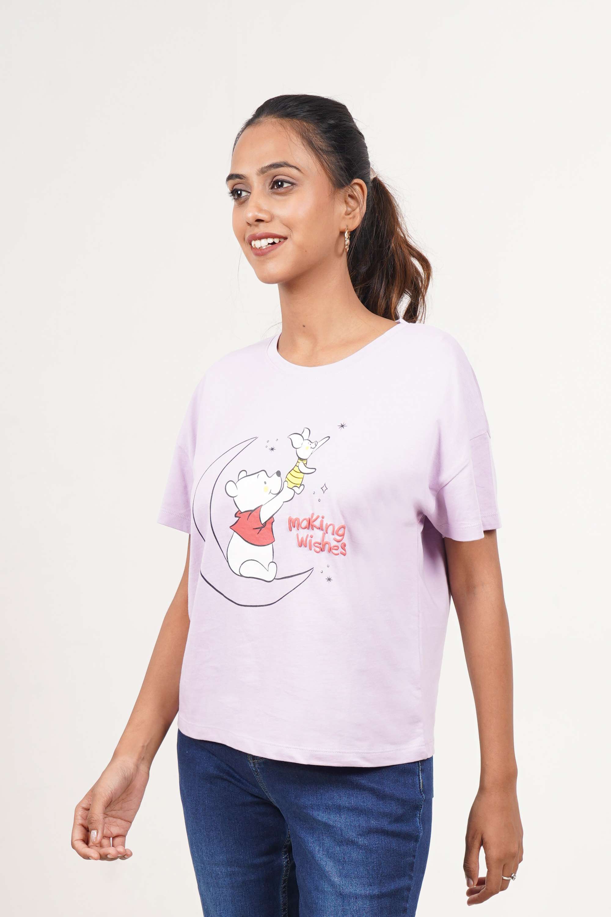 Solid-Blended-Round-Neck-Women-s-T-Shirt