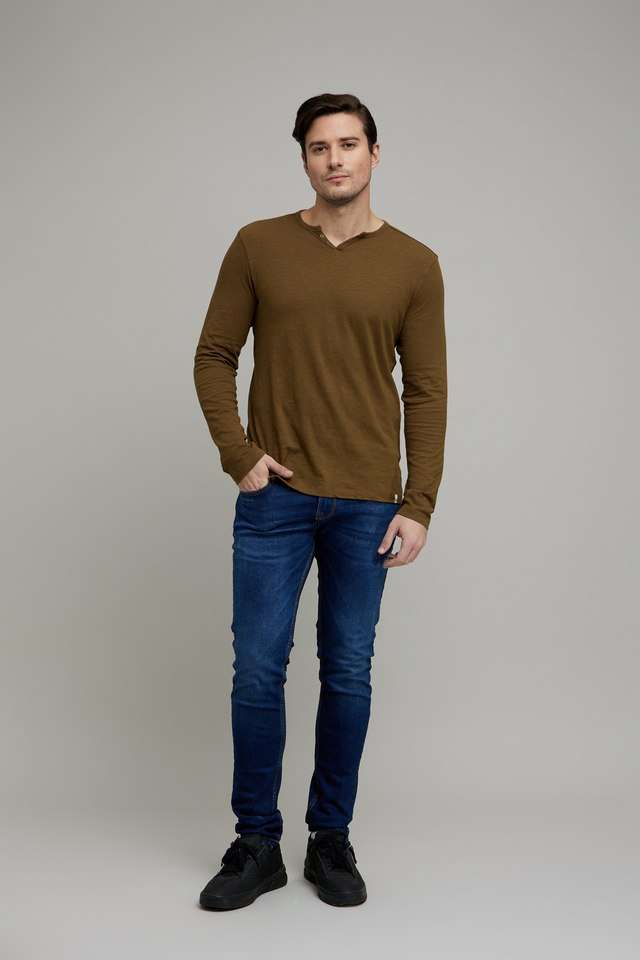 Solid-Cotton-Blend-Regular-Fit-Men-T-Shirt