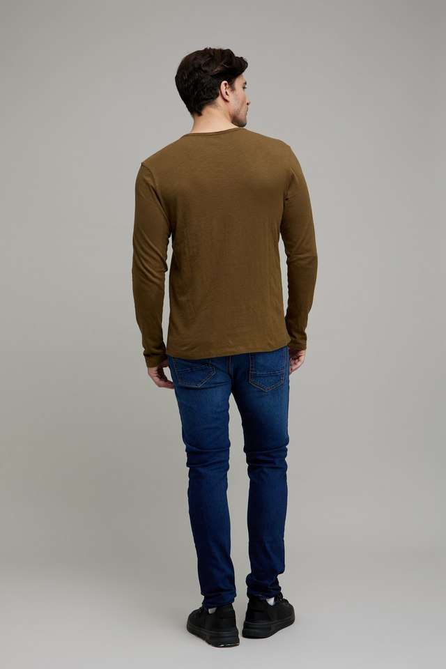 Solid-Cotton-Blend-Regular-Fit-Men-T-Shirt