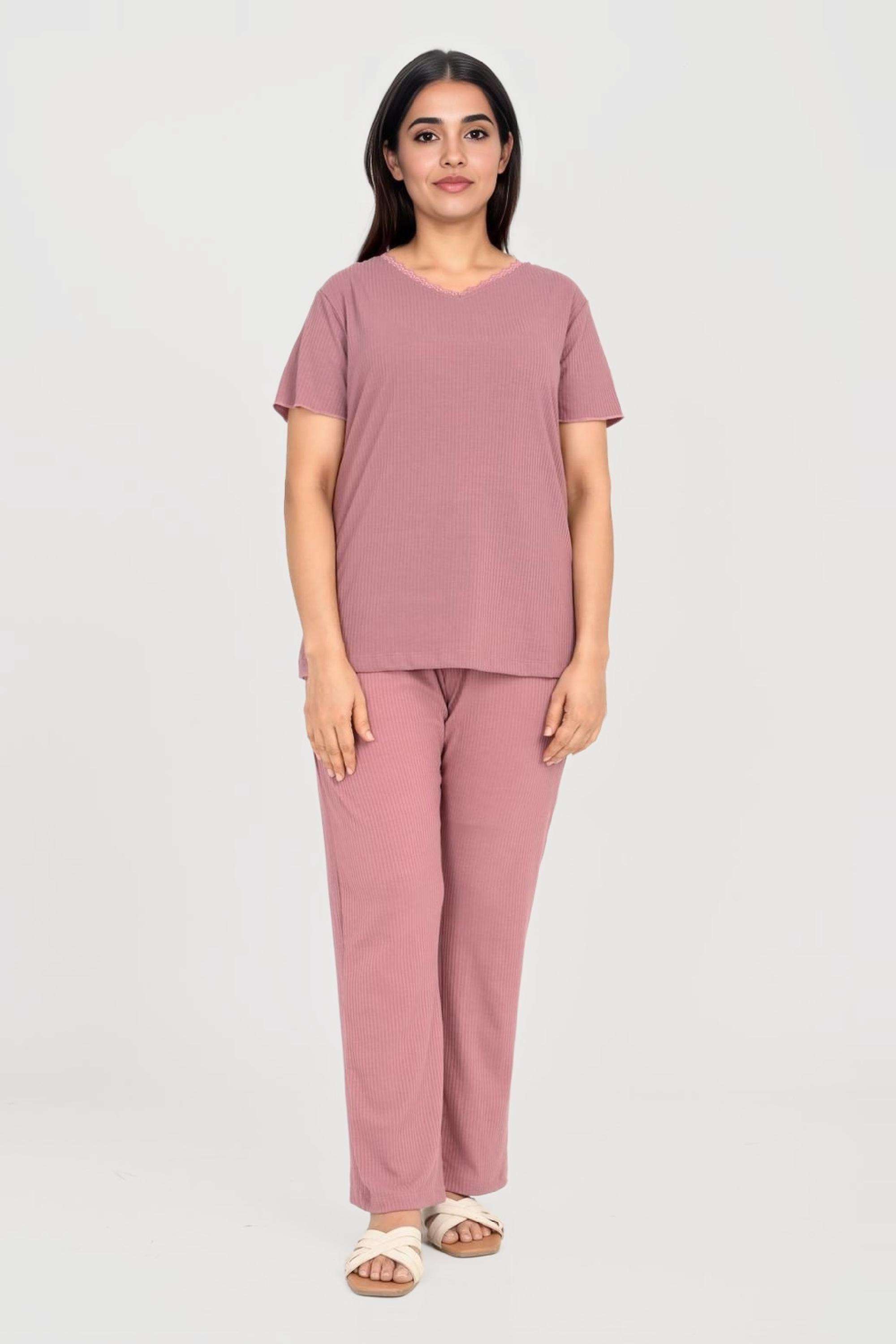 Printed-Ankle-Length-Blended-Fabric-Women-s-Pyjamas