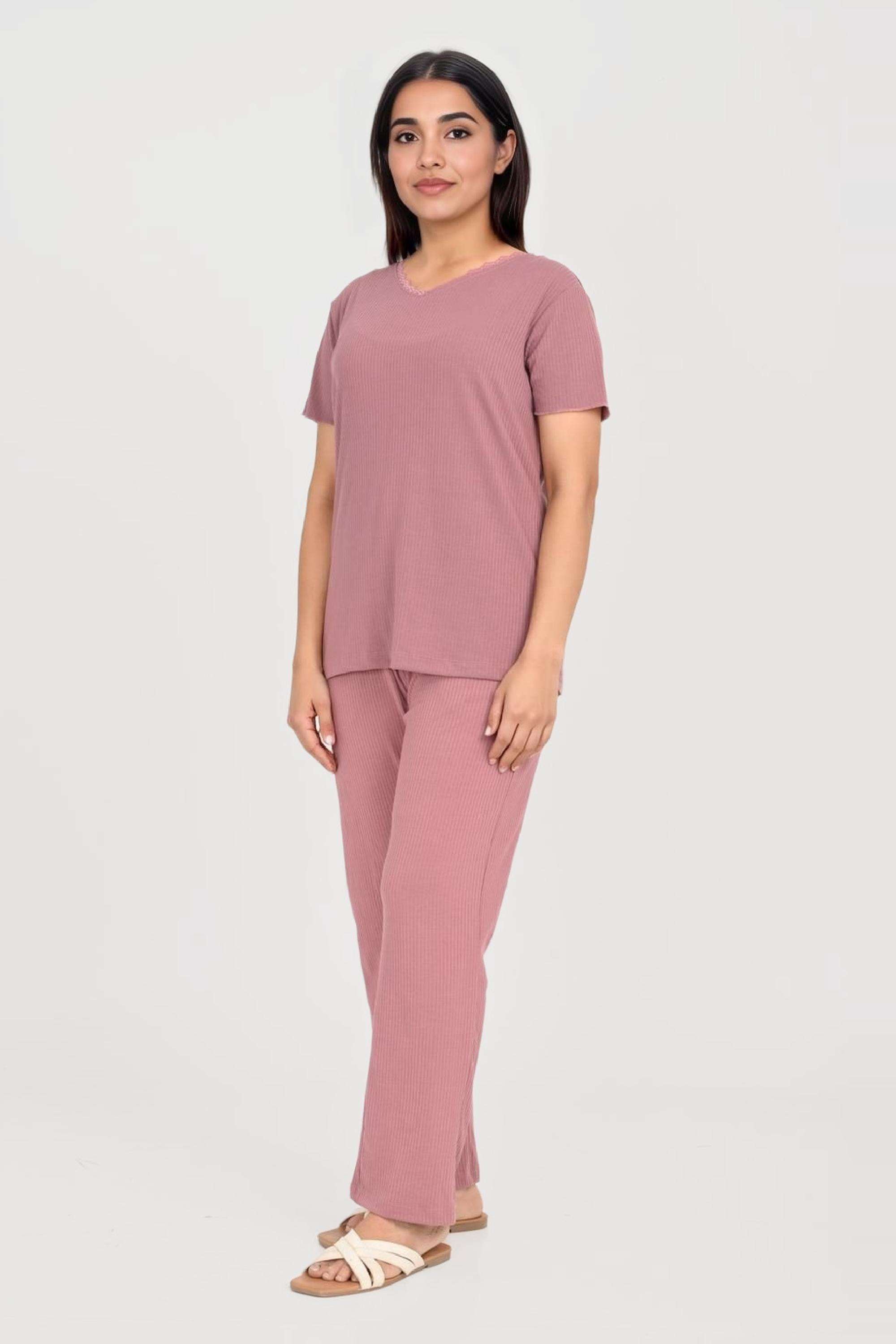 Printed-Ankle-Length-Blended-Fabric-Women-s-Pyjamas