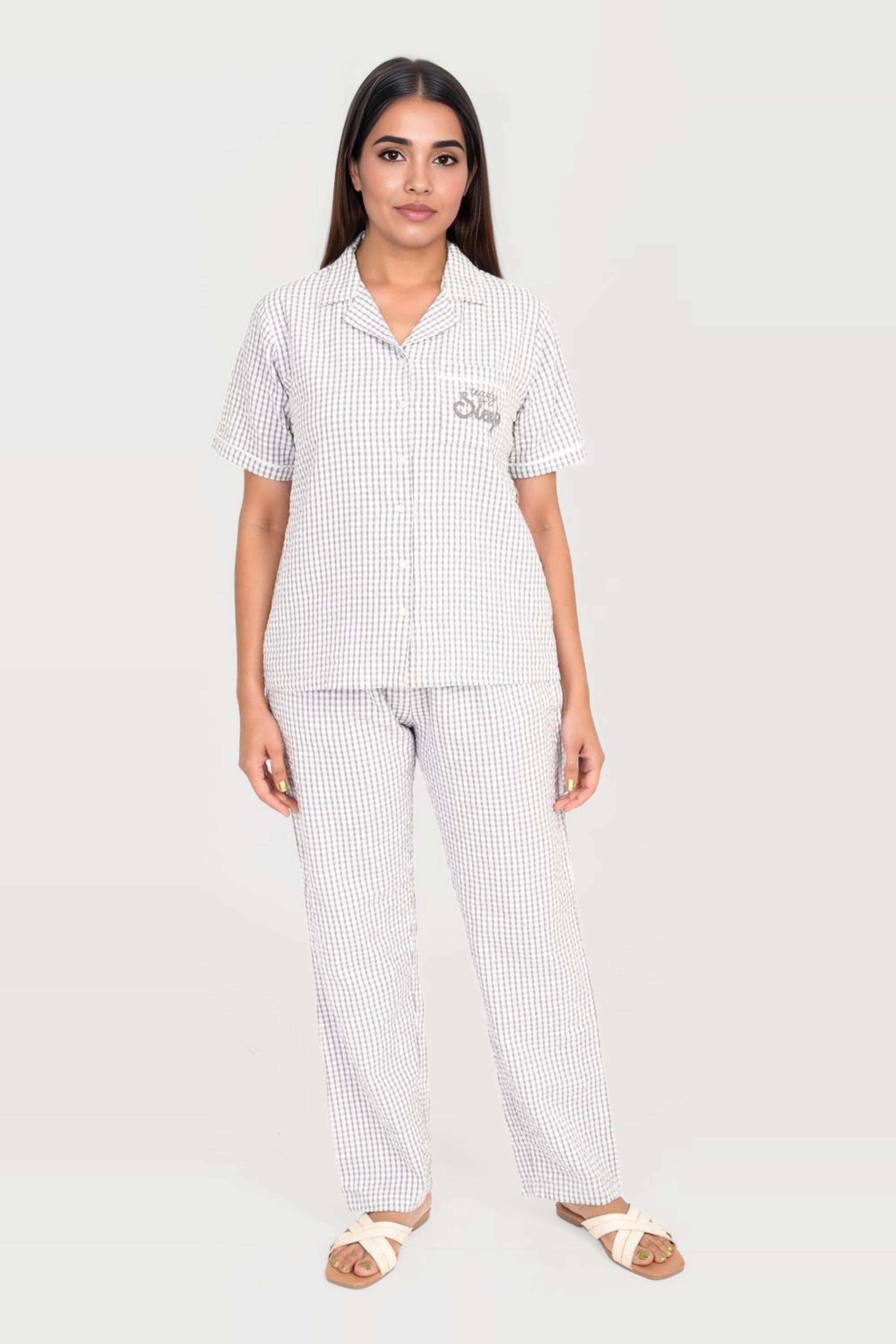 Checks-Full-Length-Cotton-Woven-Women-s-Clothing-Set