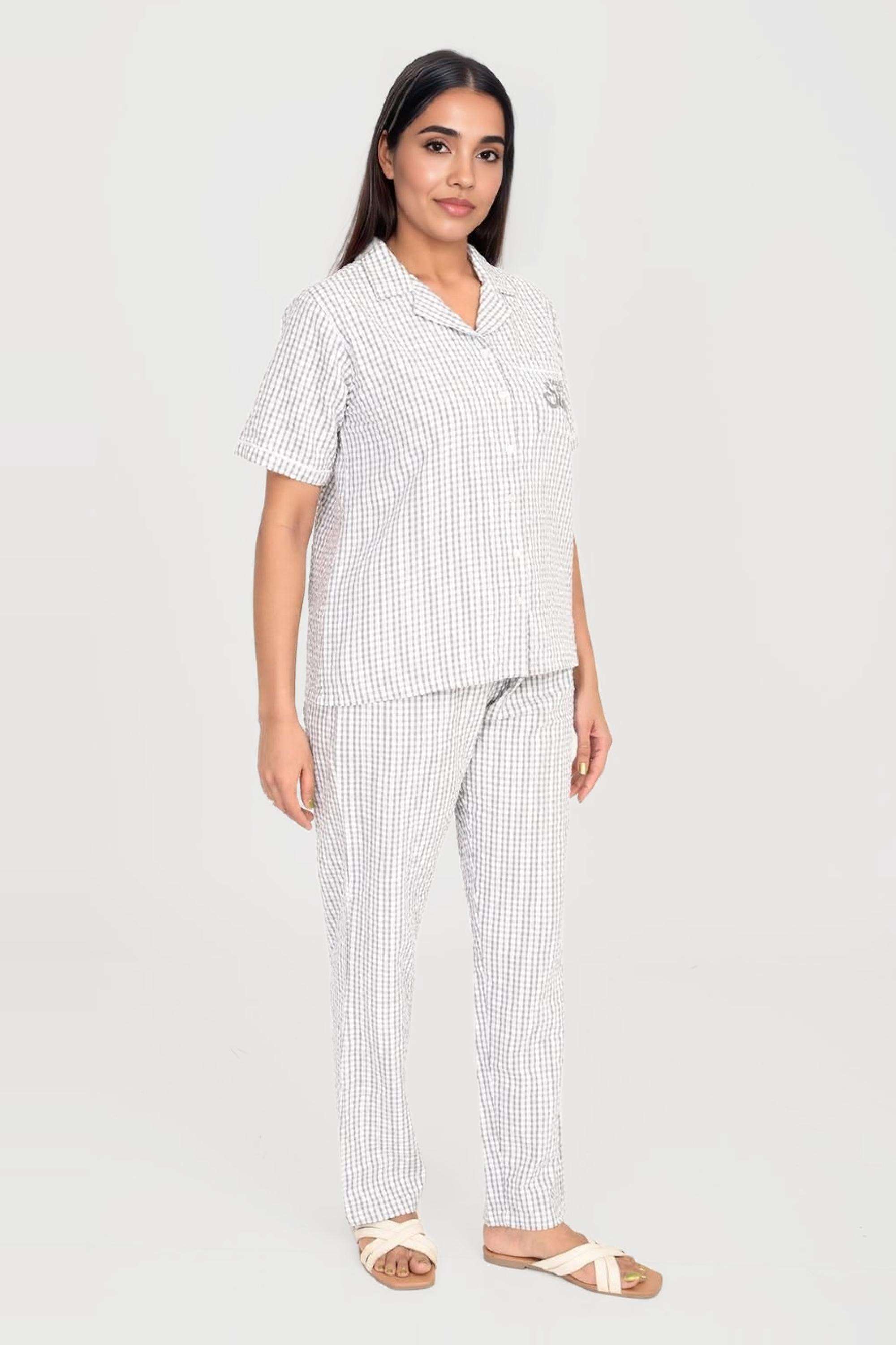 Checks-Full-Length-Cotton-Woven-Women-s-Clothing-Set