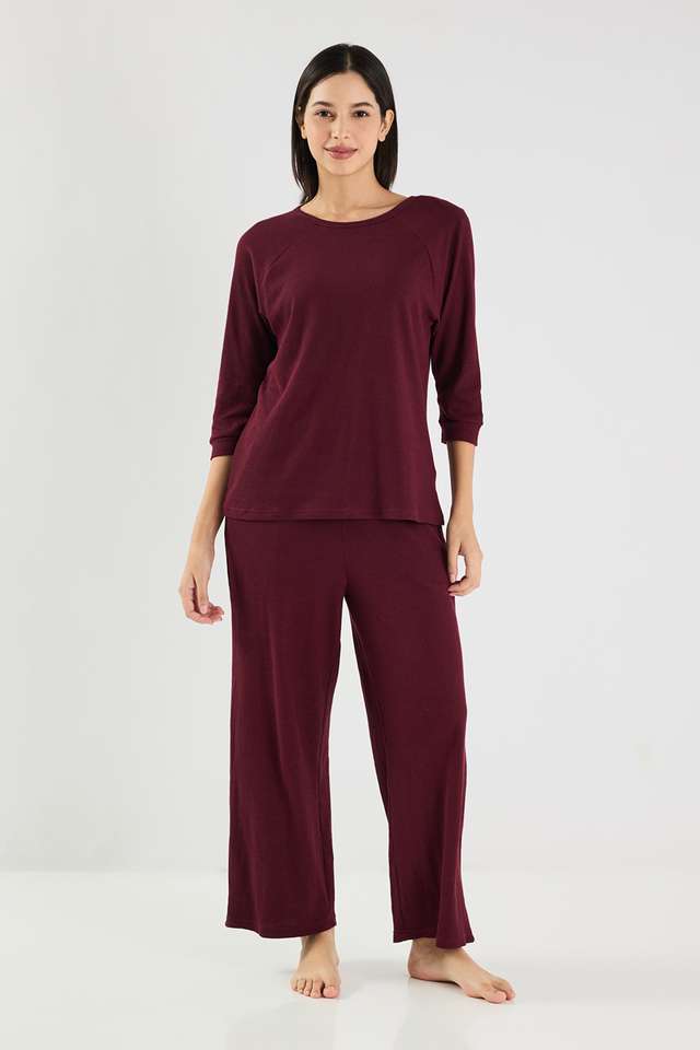 Solid-Blended-Fabric-Women-s-Waffle-Set