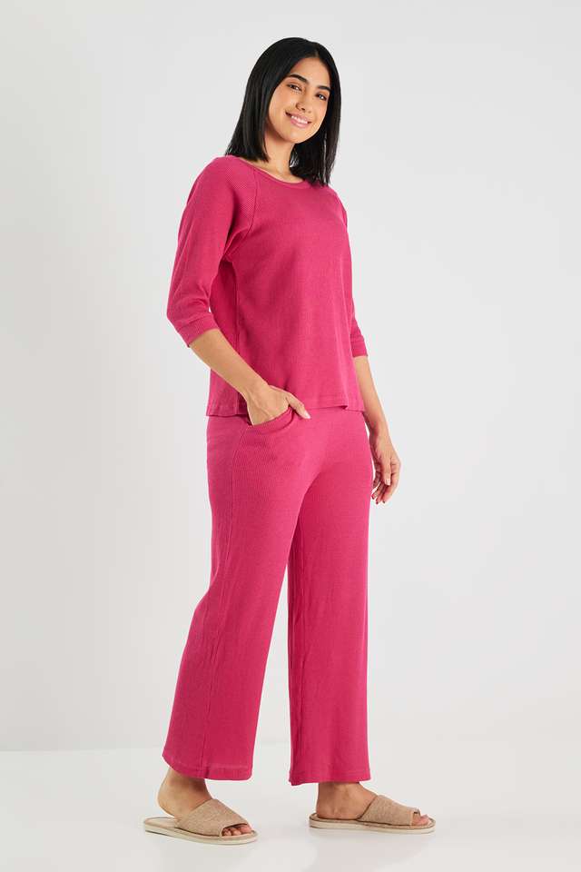 Solid-Blended-Fabric-Women-s-Waffle-Set