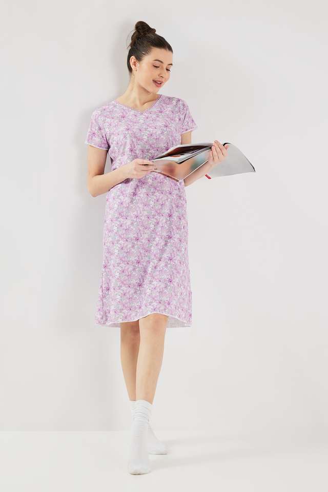 Printed-Blended-Fabric-Regular-Fit-Women-s-Night-Dress