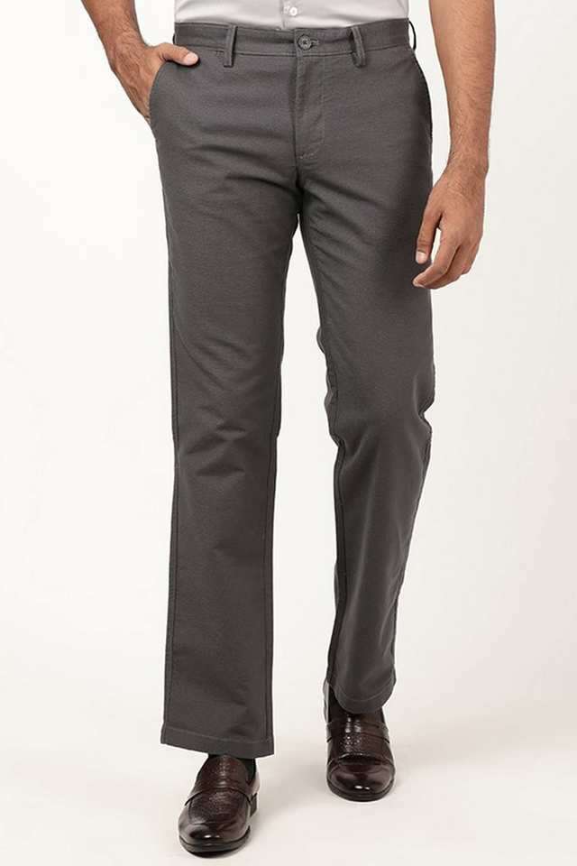 Solid-Cotton-Blend-Regular-Fit-Men-s-Casual-Trousers