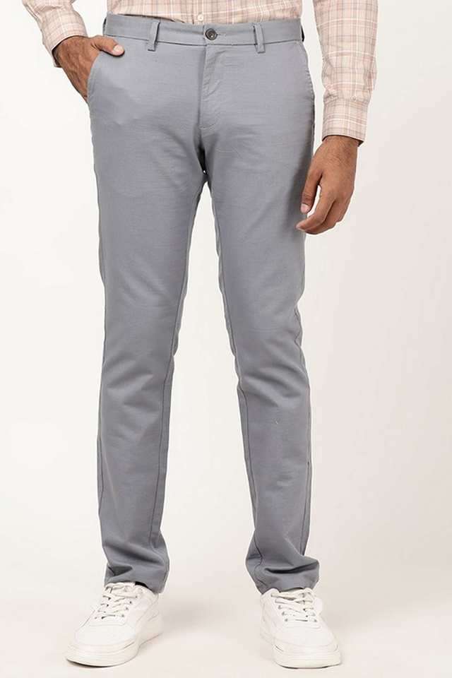 Solid-Cotton-Blend-Regular-Fit-Men-s-Casual-Trousers