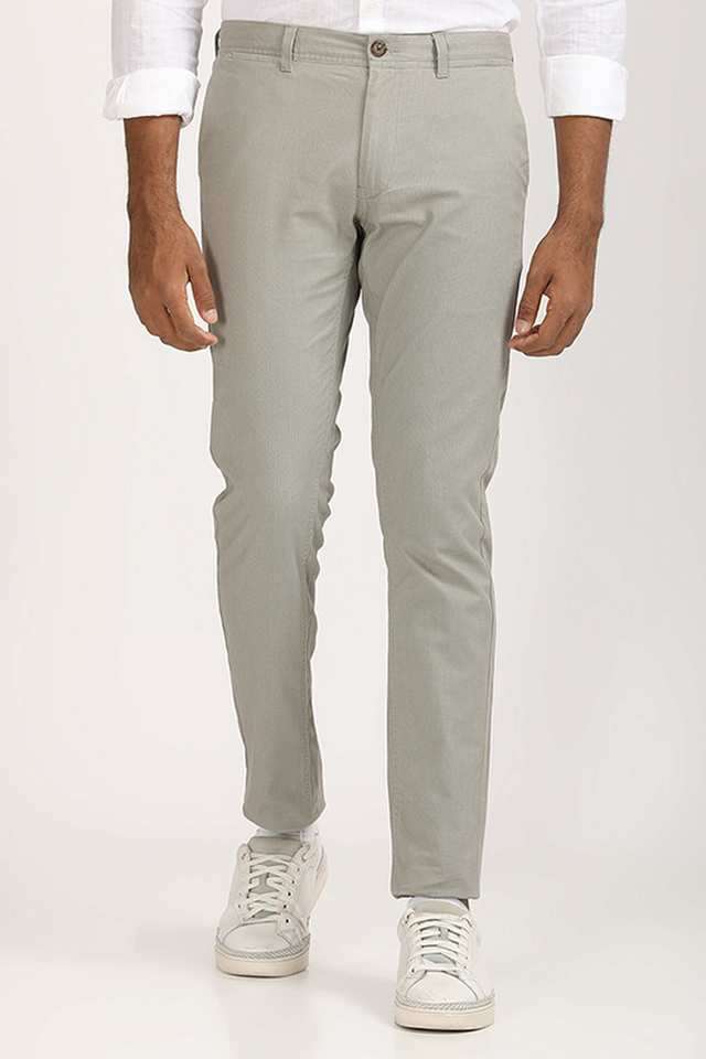 Solid-Blended-Fabric-Regular-Fit-Men-s-Casual-Trousers