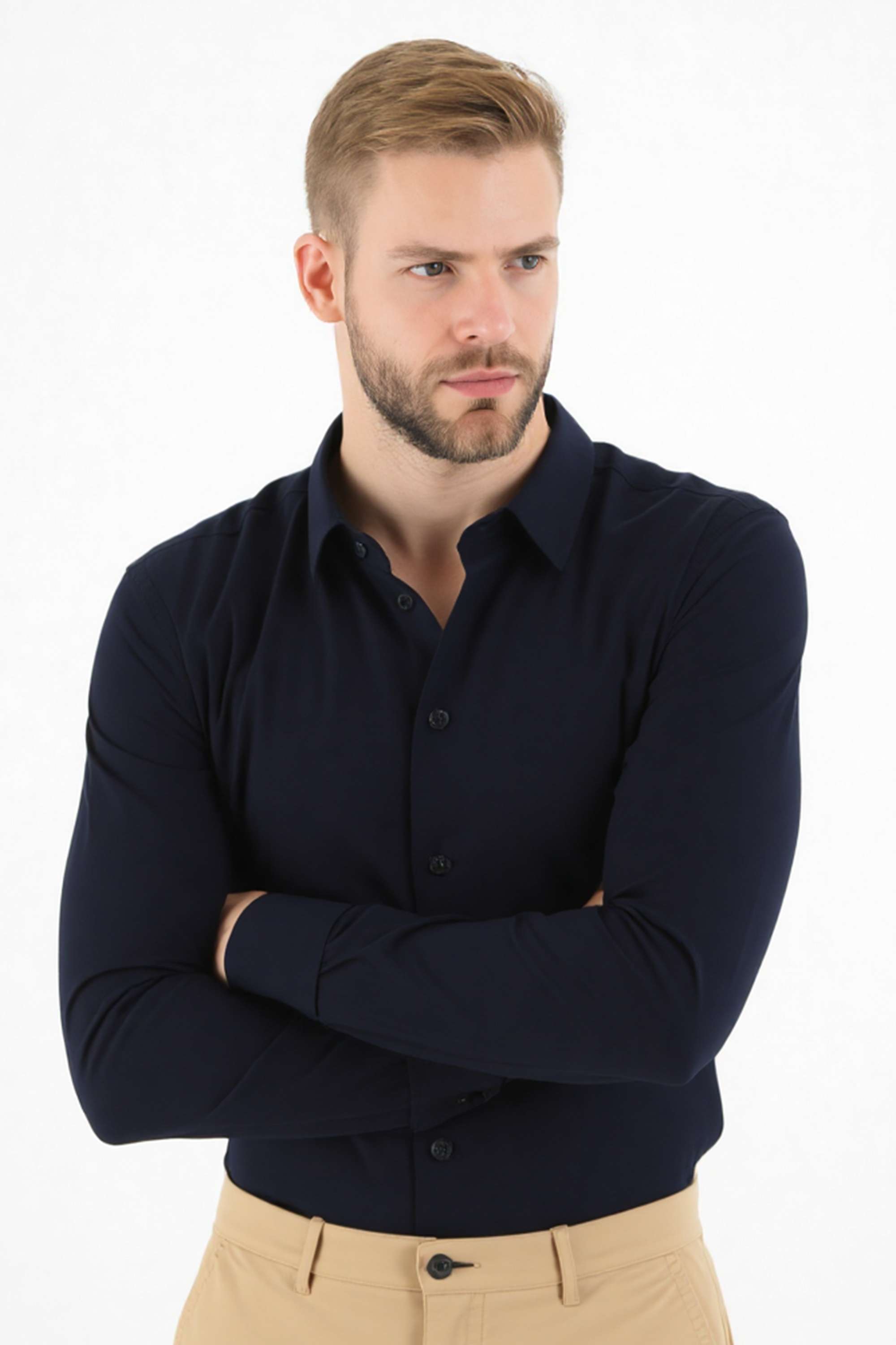 Stripes-Blended-Fabric-Slim-Fit-Men-s-Casual-Wear-Shirt