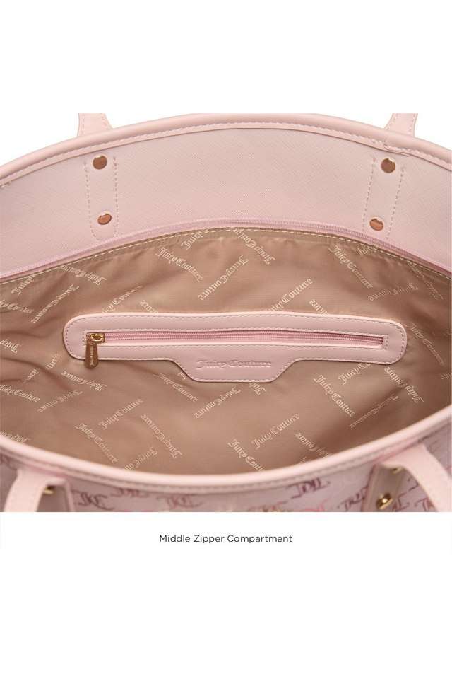 Buy JUICY COUTURE Pink Printed PU Zipper Closure Women's Tote Bag