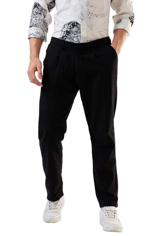 Solid-Cotton-Tapered-Fit-Men-s-Casual-Wear-Trousers