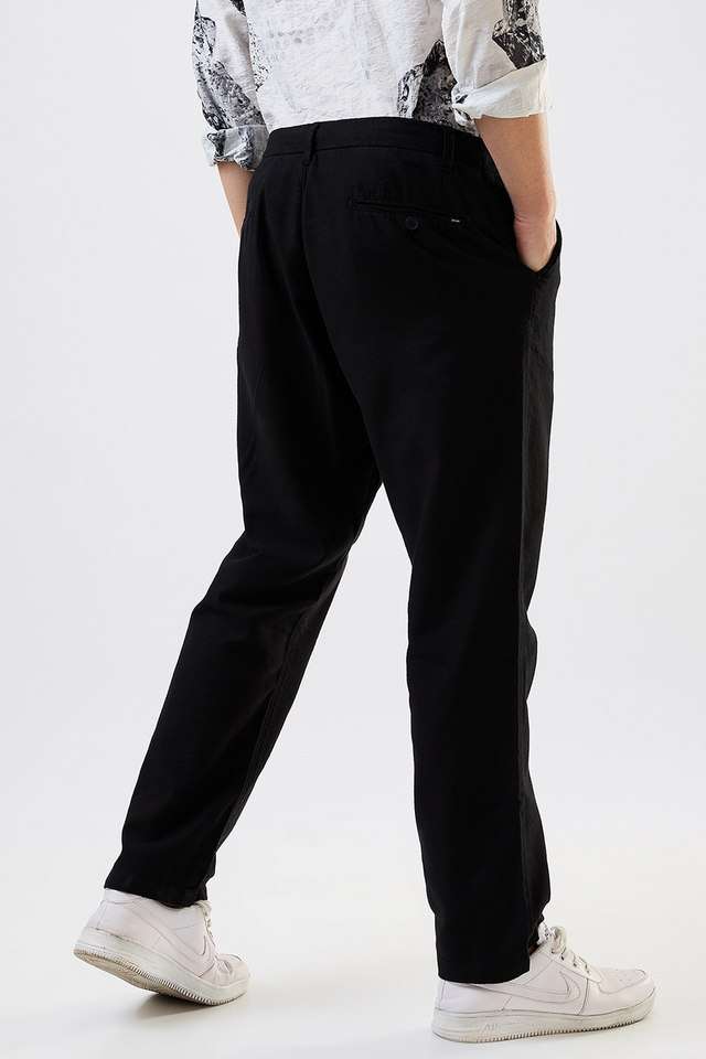 Solid-Cotton-Tapered-Fit-Men-s-Casual-Wear-Trousers