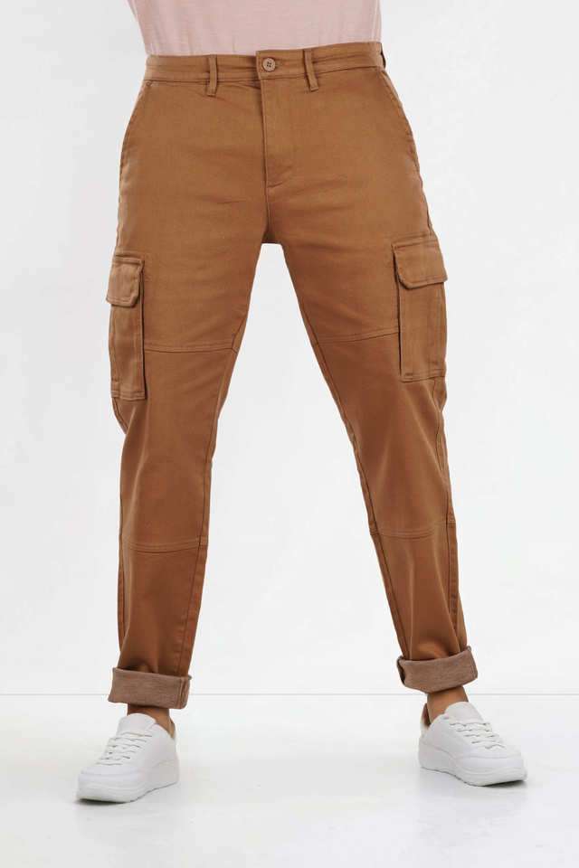Solid-Cotton-Blend-Straight-Fit-Men-s-Casual-Wear-Trousers