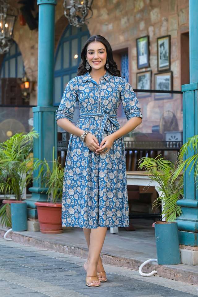 Printed-Cotton-Women-s-Knee-Length-Dress