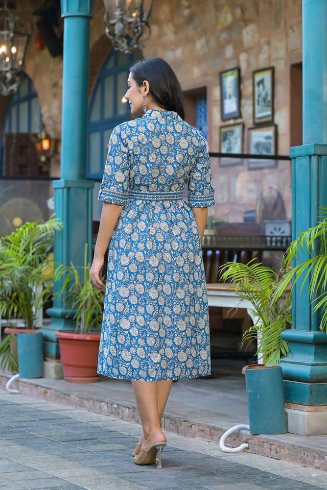 Printed-Cotton-Women-s-Knee-Length-Dress