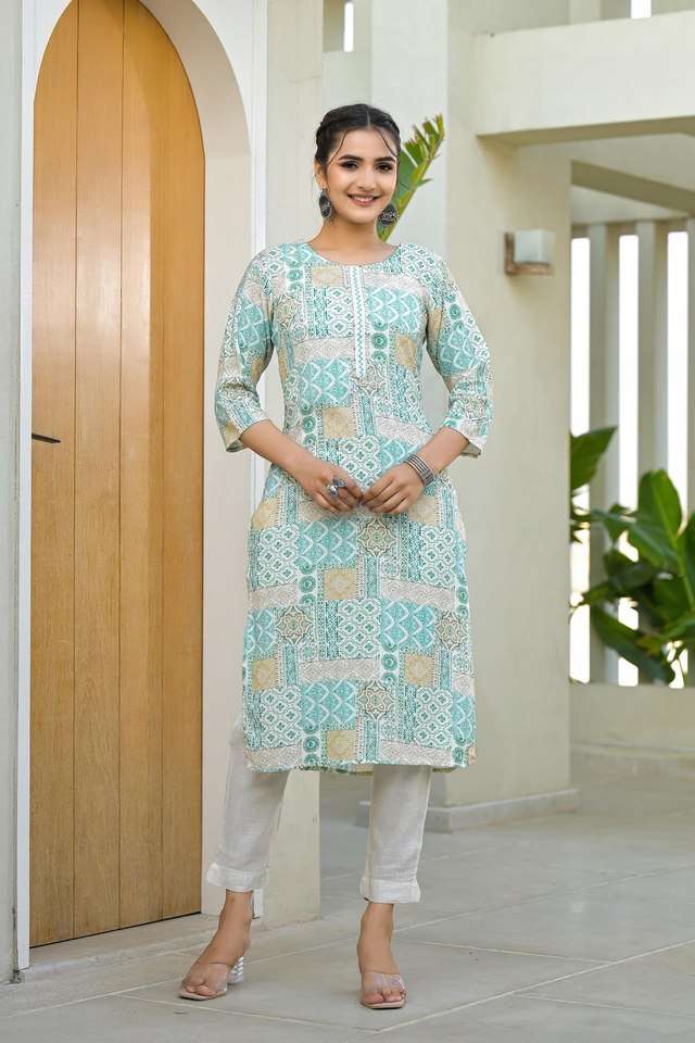 Printed-Viscose-Round-Neck-Women-s-Casual-Wear-Kurta