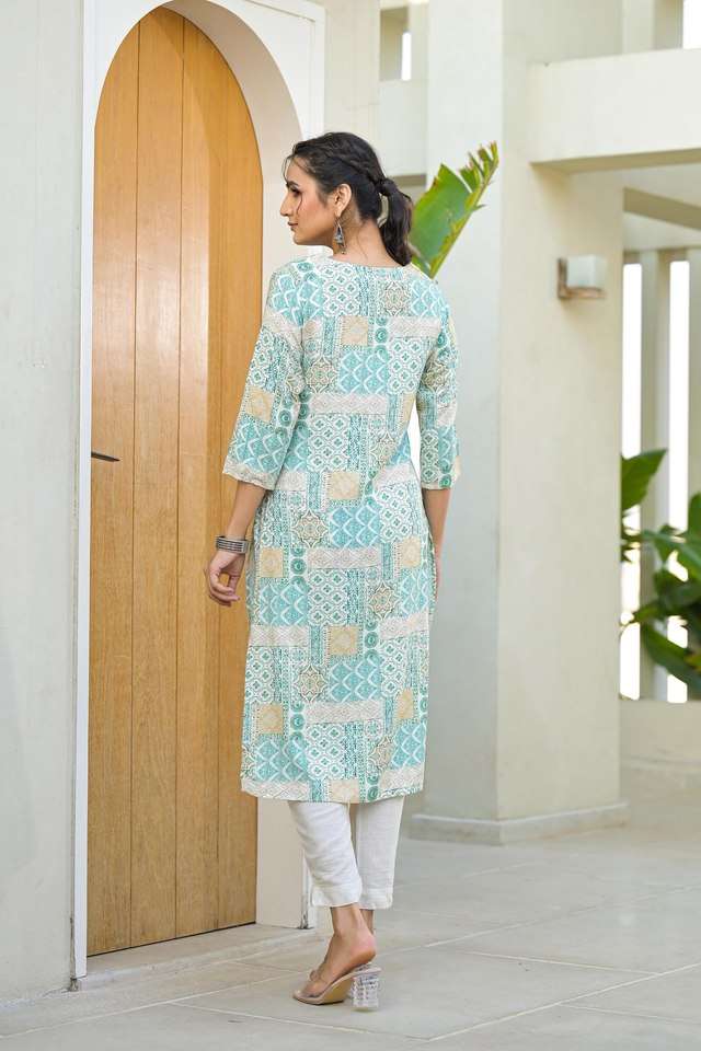 Printed-Viscose-Round-Neck-Women-s-Casual-Wear-Kurta