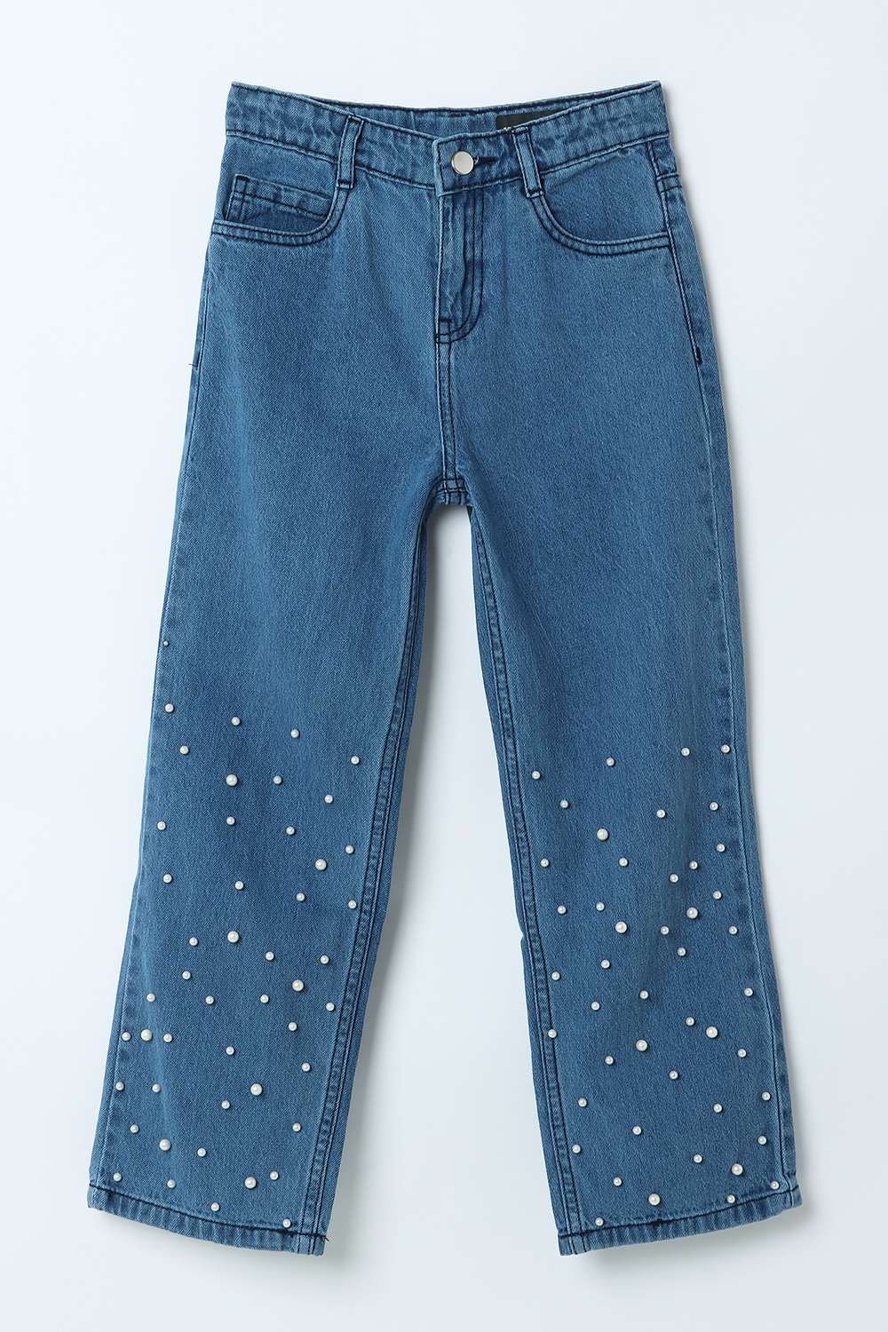 Buy Intune blue Embellished Denim Regular Fit Girls Casual Wear