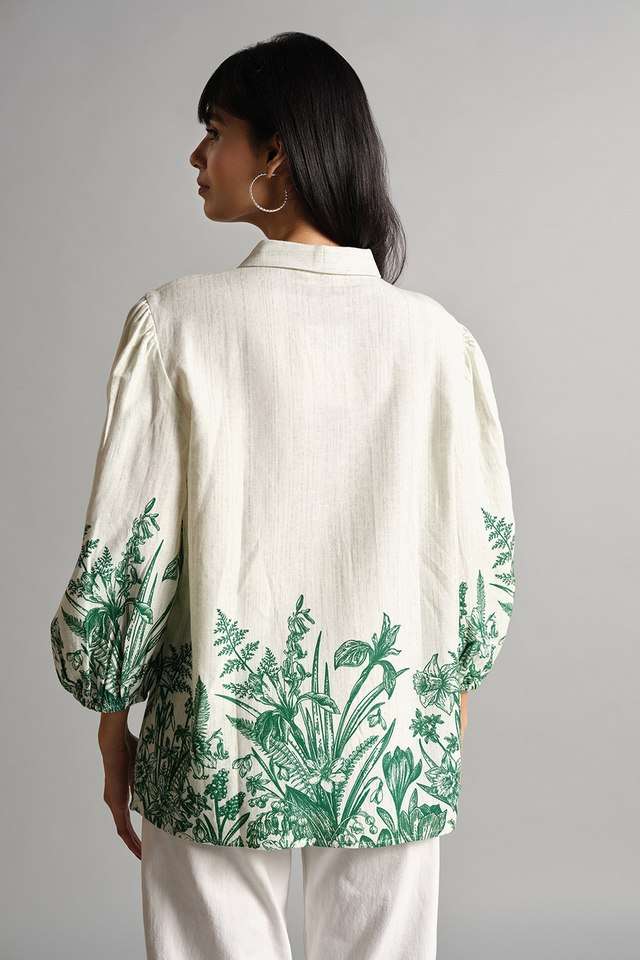 Floral-Rayon-Collared-Women-s-Top