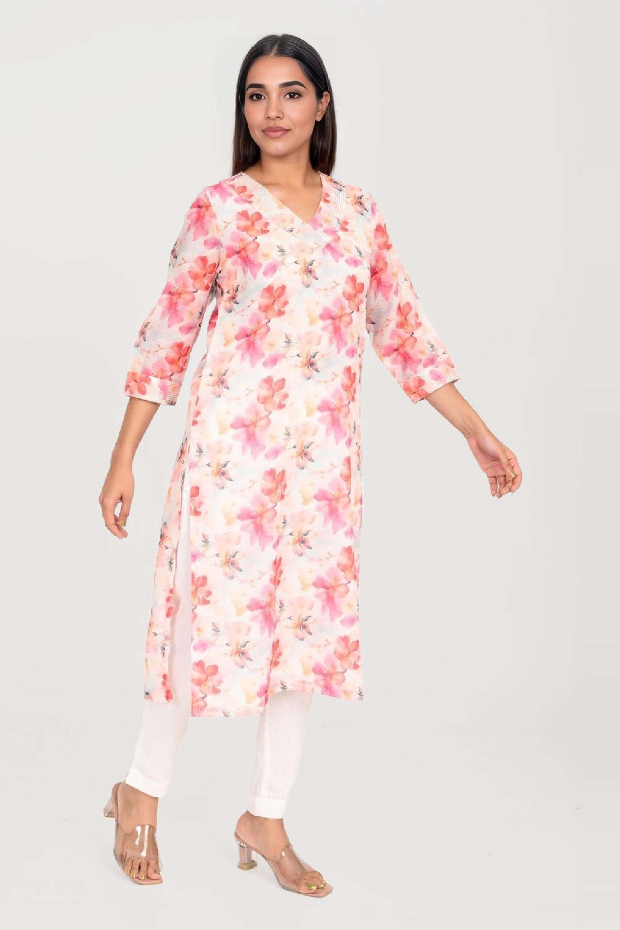 Embroidered-Polyester-Round-Neck-Women-s-Festive-Wear-Kurta