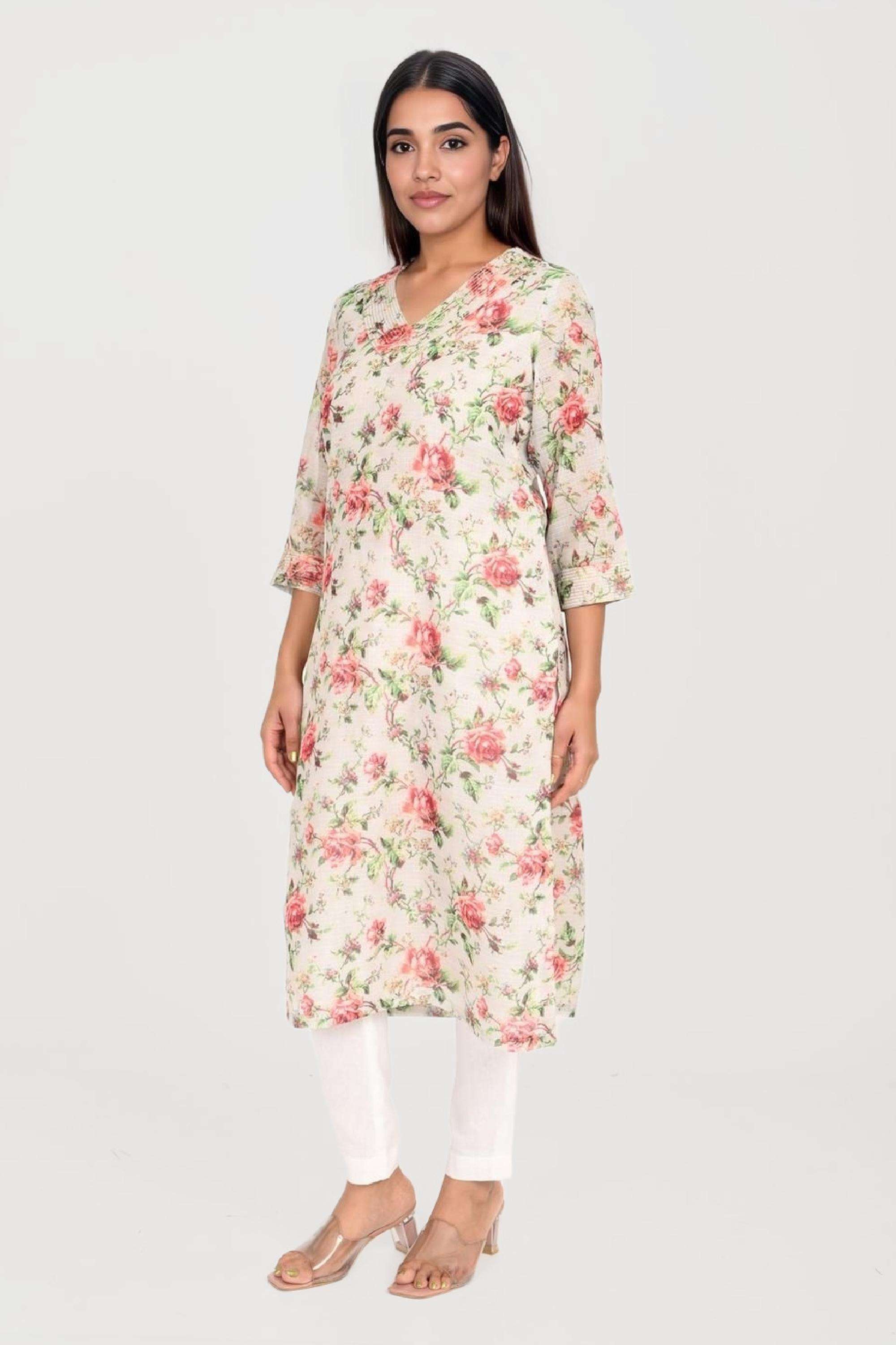 Embroidered-Polyester-V-Neck-Women-s-Festive-Wear-Kurta