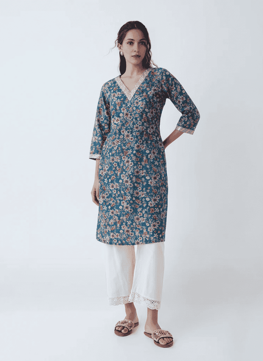 Solid-Blended-Fabric-Regular-Fit-Festive-Wear-Women-Kurta