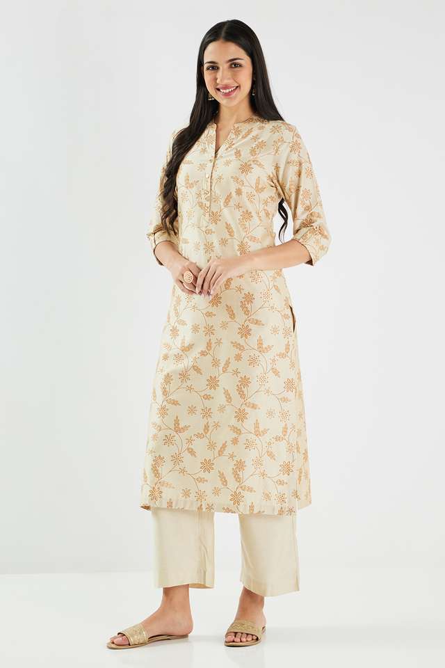 Printed-Blended-Fabric-Collared-Women-s-Kurta