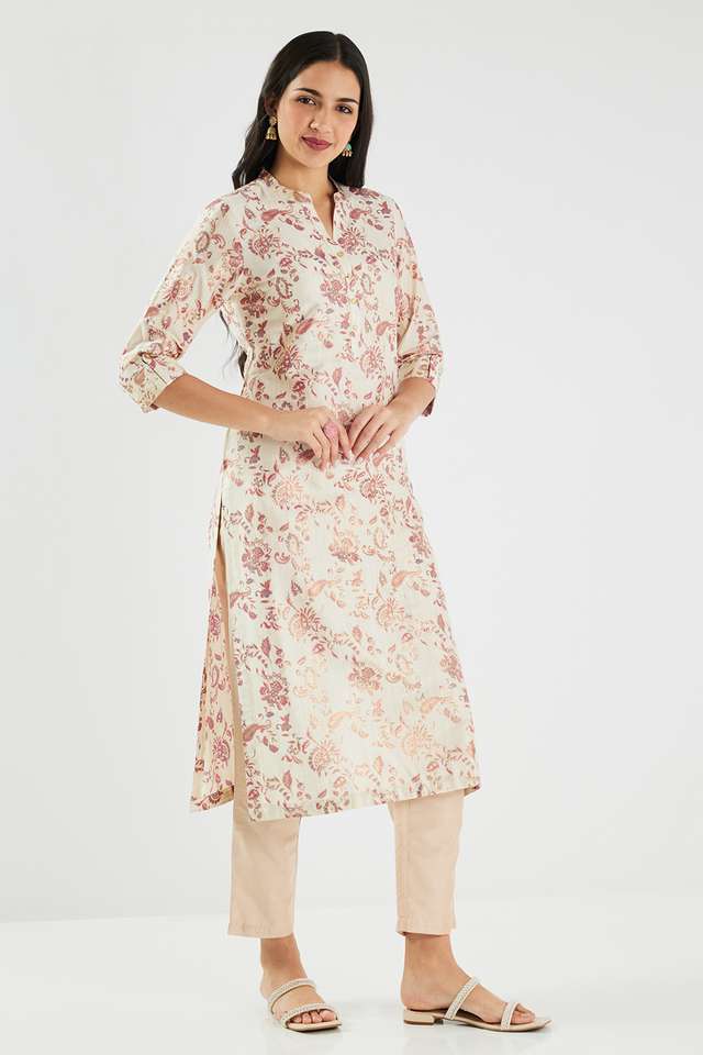 Printed-Blended-Fabric-Collared-Women-s-Kurta
