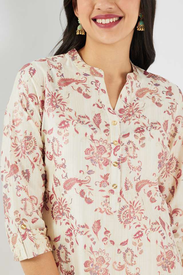 Printed-Blended-Fabric-Collared-Women-s-Kurta