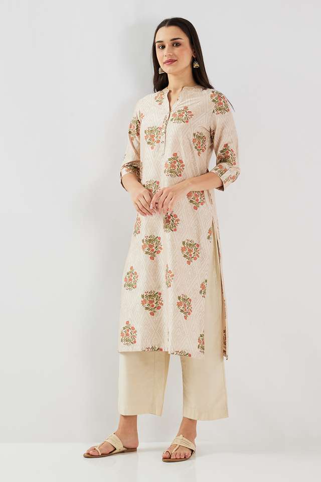 Printed-Blended-Fabric-Collared-Women-s-Kurta
