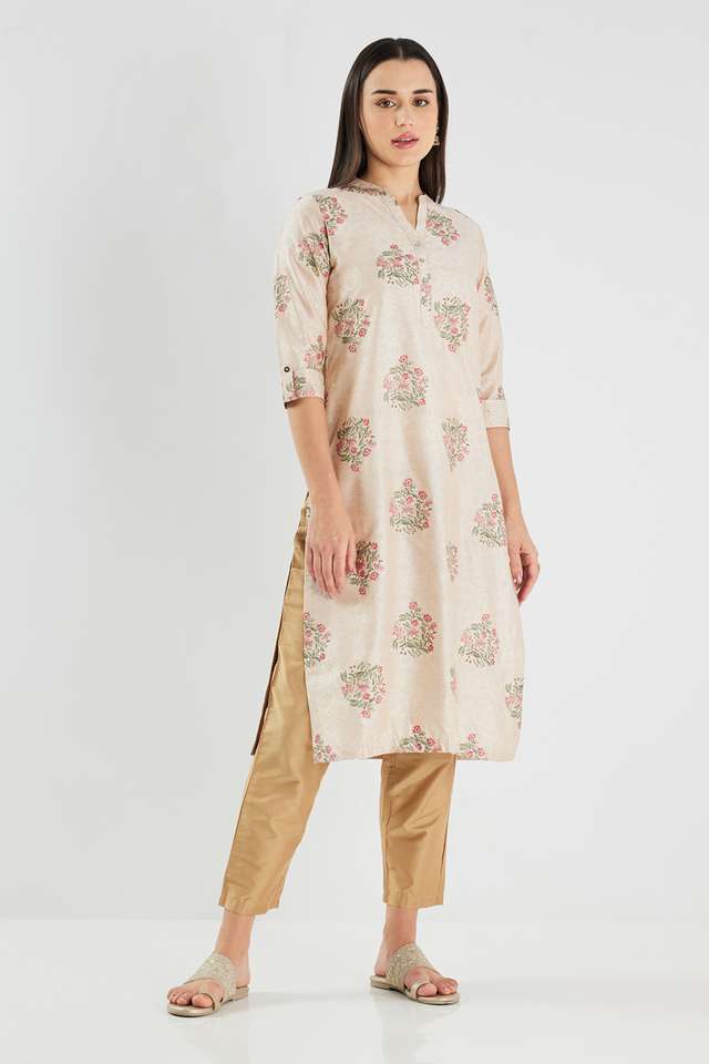 Printed-Blended-Fabric-Collared-Women-s-Kurta