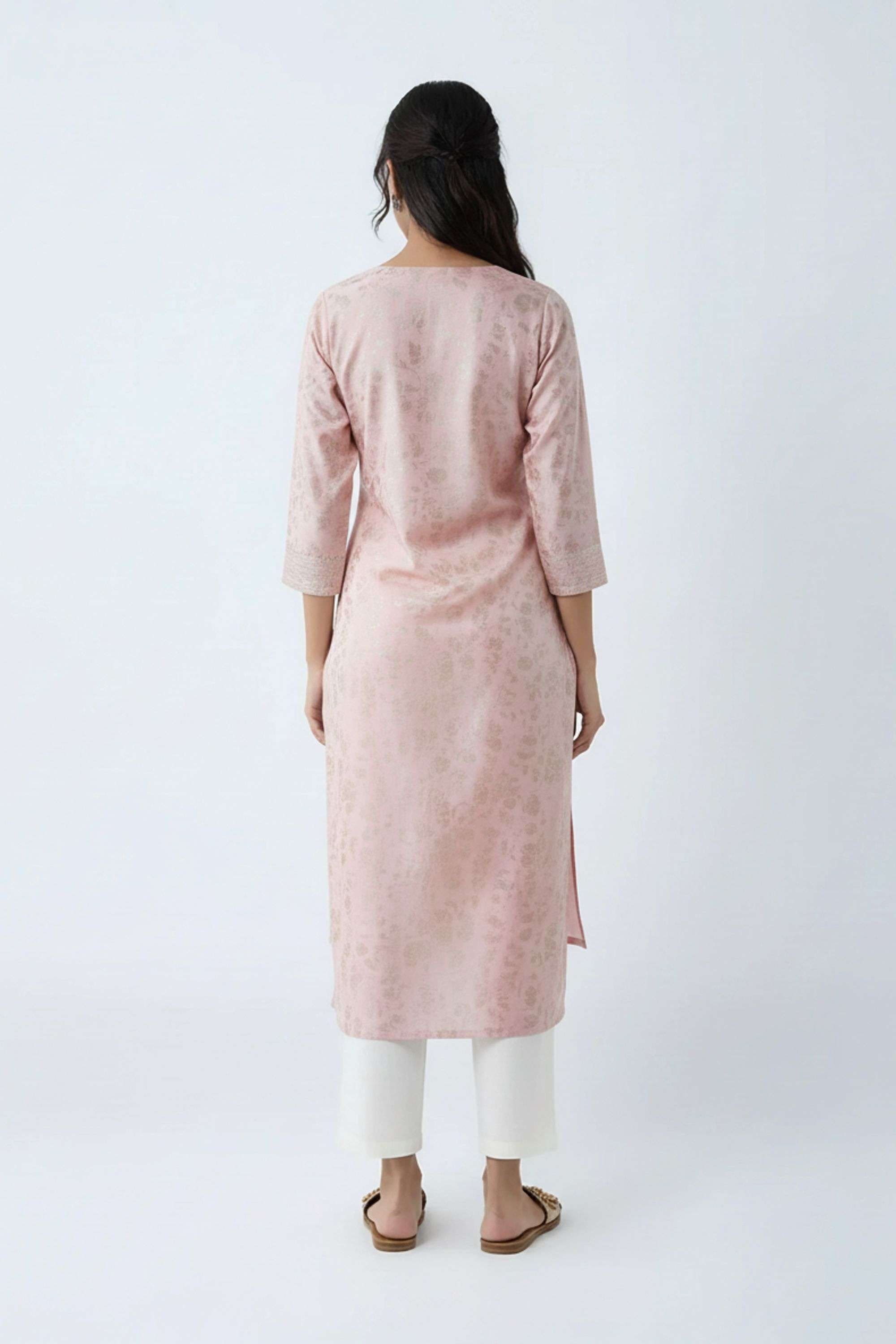 Solid-Blended-Fabric-Regular-Fit-Festive-Wear-Women-Kurta