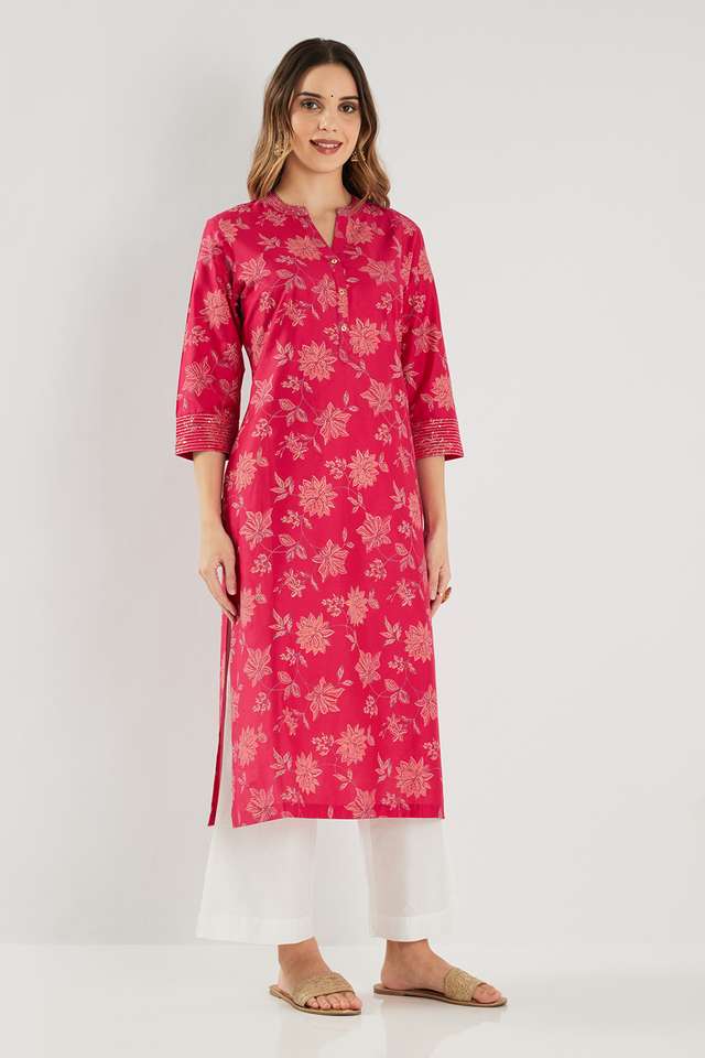 Embroidered-Blended-Fabric-Collared-Women-s-Casual-Wear-Kurta
