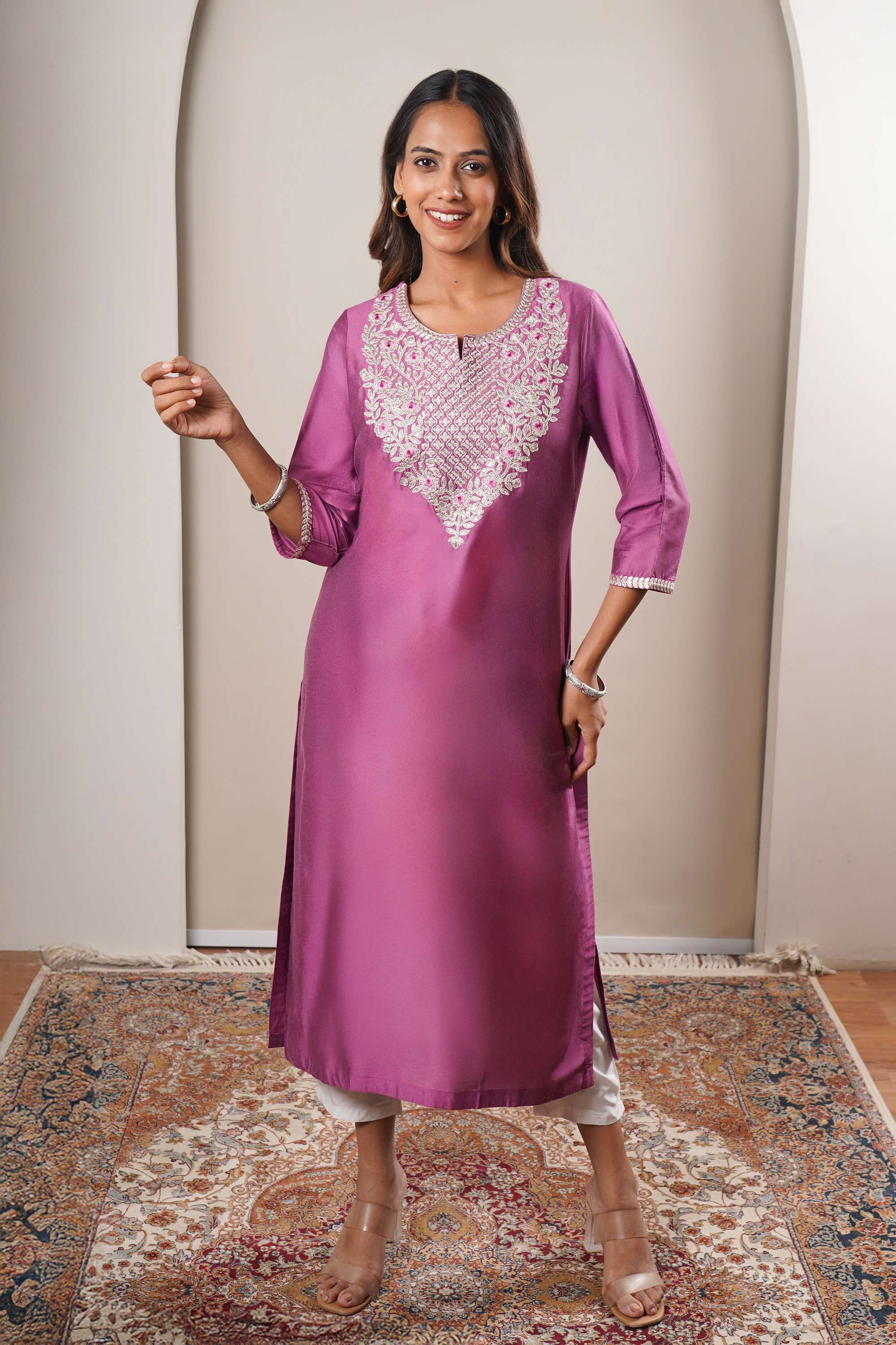 Embroidered-PST-Round-V-Cut-Women-s-Kurta