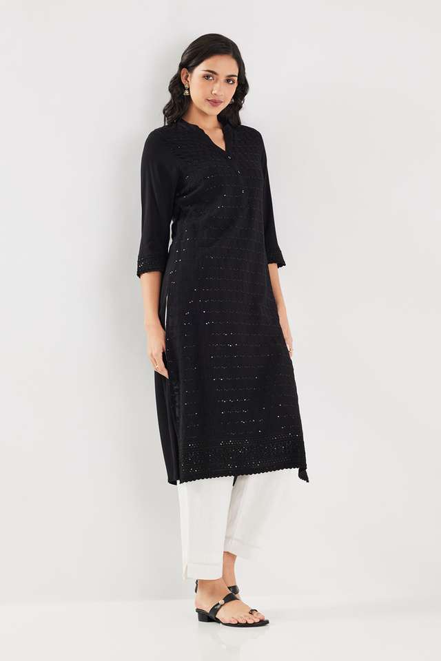 Solid-Rayon-Collared-Women-s-Kurta
