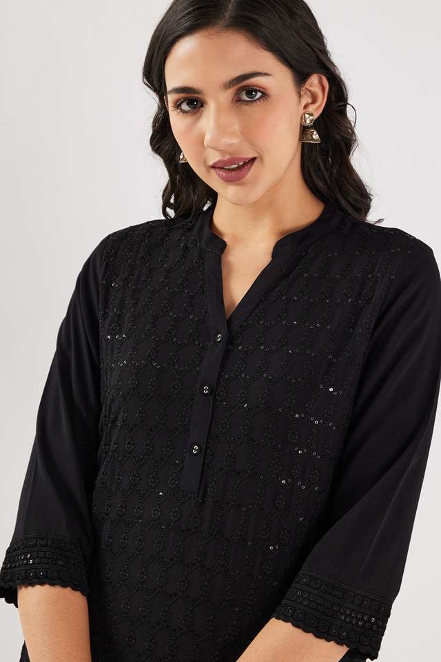 Solid-Rayon-Collared-Women-s-Kurta
