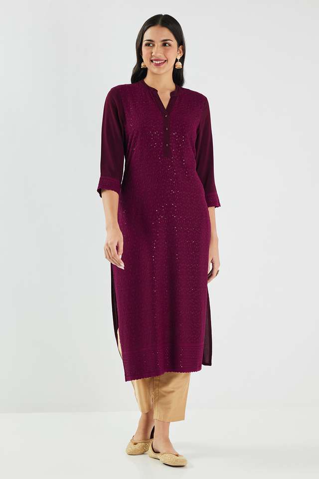 Solid-Rayon-Collared-Women-s-Kurta