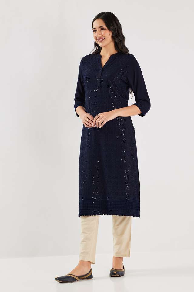 Solid-Rayon-Collared-Women-s-Kurta