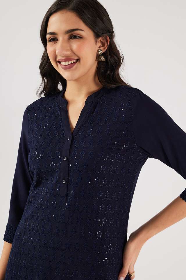 Embellished-Rayon-Collared-Women-Fusion-Wear-Kurta