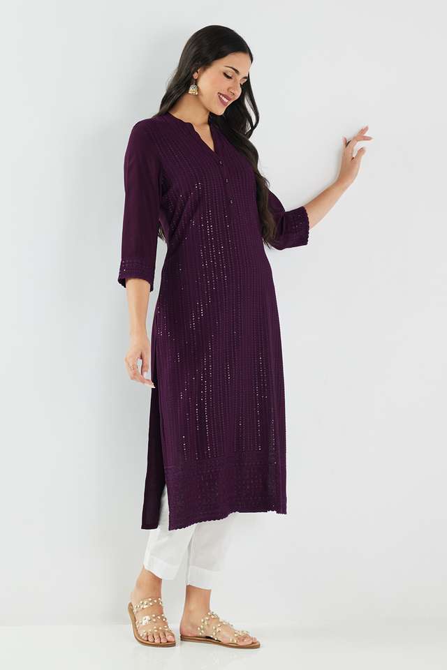 Solid-Rayon-Collared-Women-s-Kurta