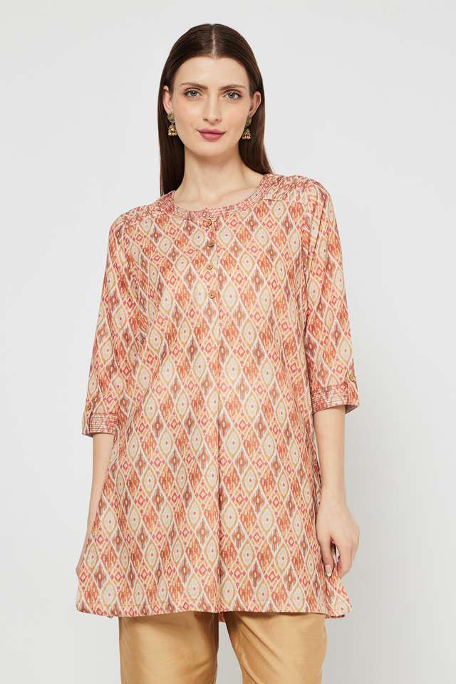Printed-Linen-Round-Neck-Women-s-Tunic