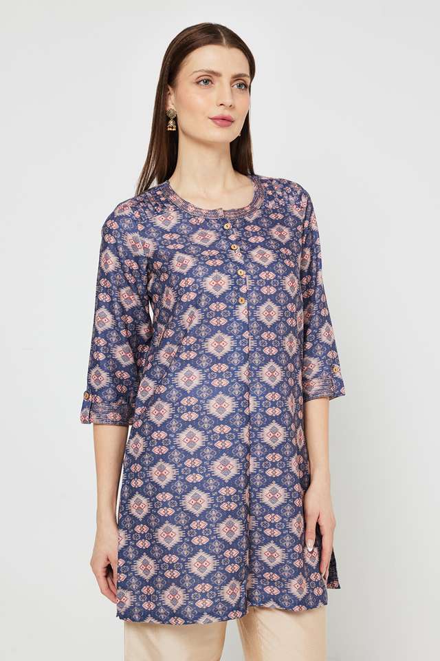 Printed-Linen-Round-Neck-Women-s-Tunic