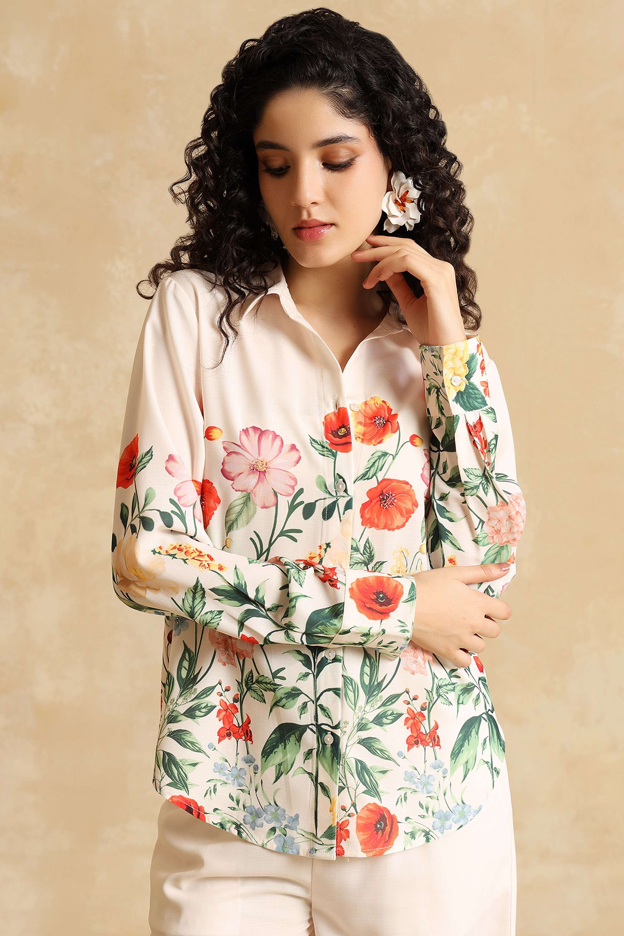 Embellished-Polyester-Relaxed-Fit-Women-s-Shirt