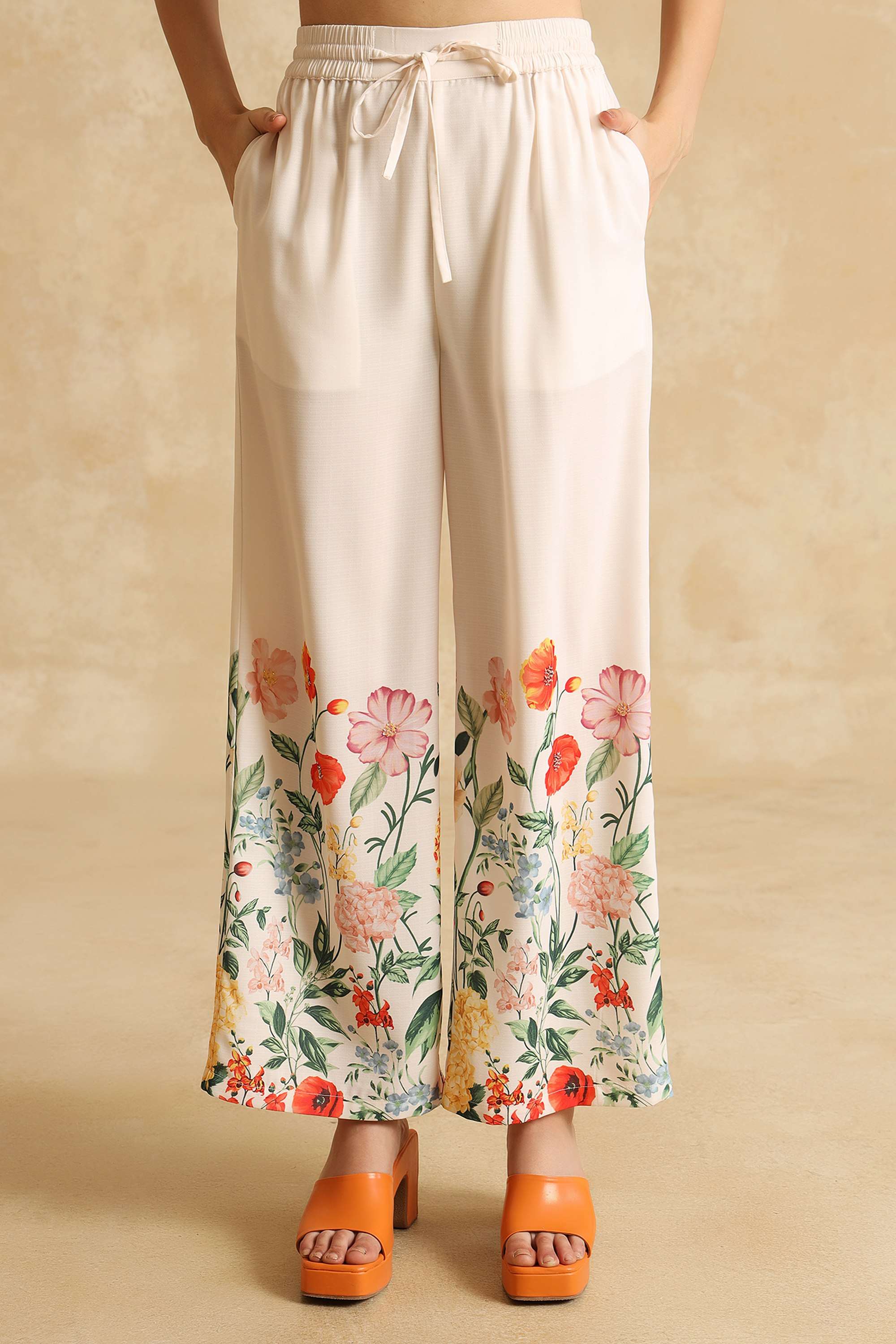 Embellished-Polyester-Relaxed-Fit-Women-s-Pants