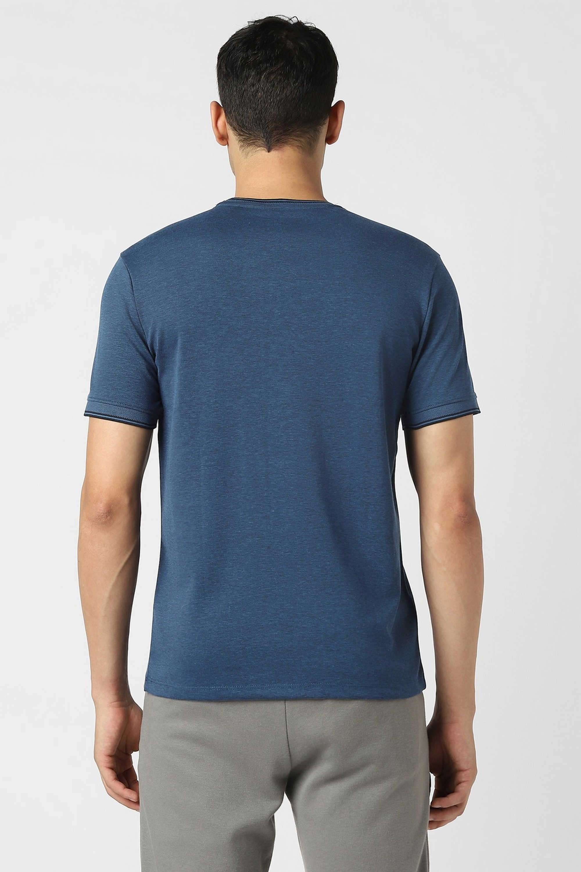 Solid-Poly-Cotton-Regular-Fit-Men-T-Shirt