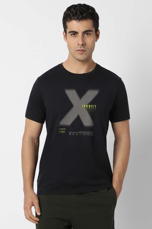 Solid-Cotton-Blend-Round-Neck-Men-s-T-Shirt