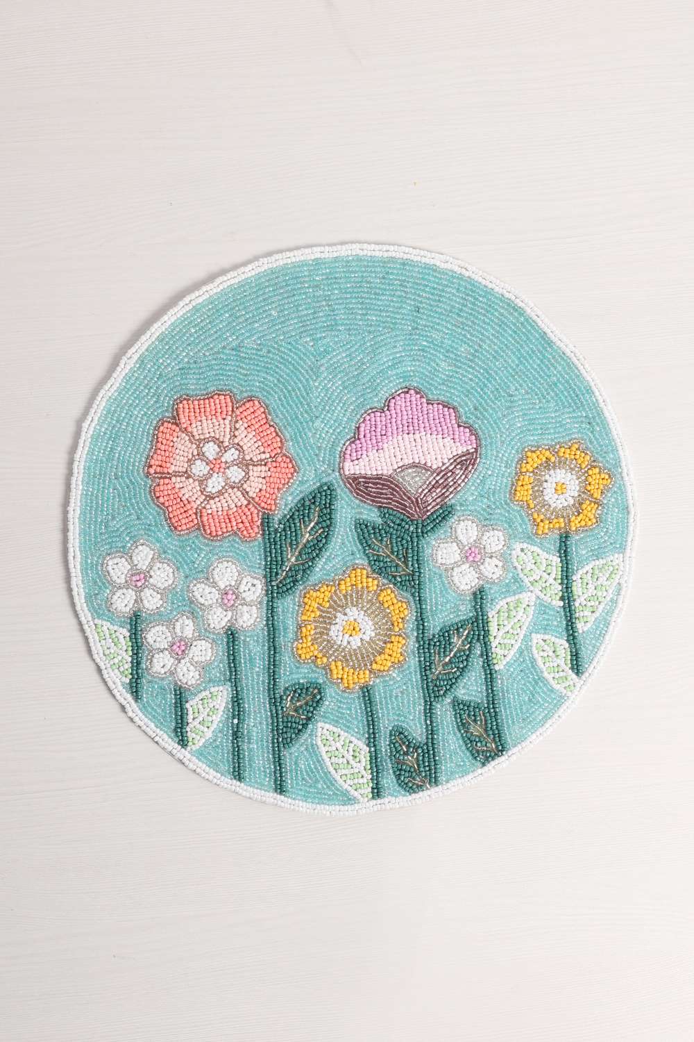 Po-Early-Spring-Beaded-Floral-Mat-Aqua-32Cm