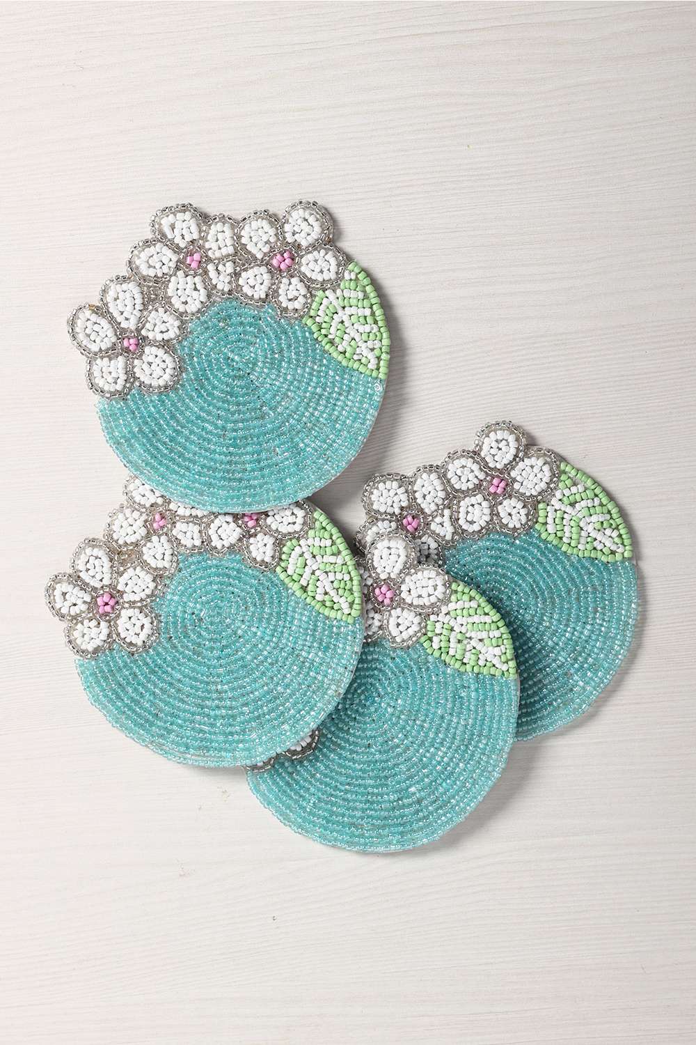 Po-Early-Spring-Beaded-Coaster-S/4-Aqua10Cm